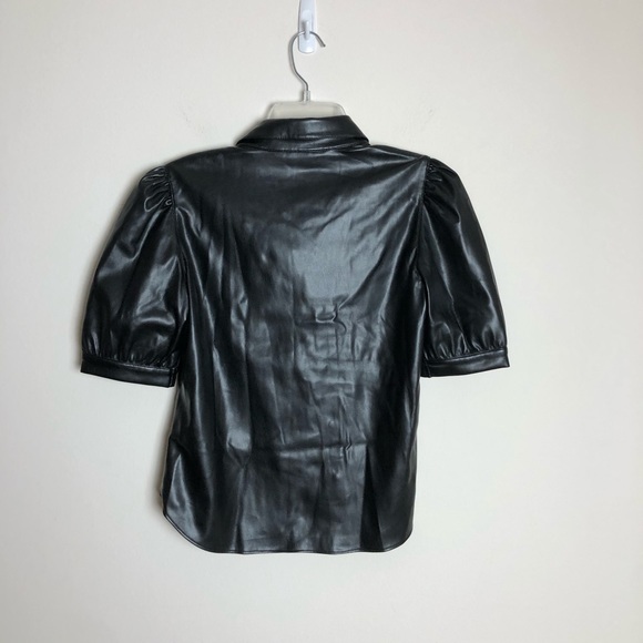 BB Dakota Puff Sleeve Leather Tuxedo Top XS - Picture 10 of 10